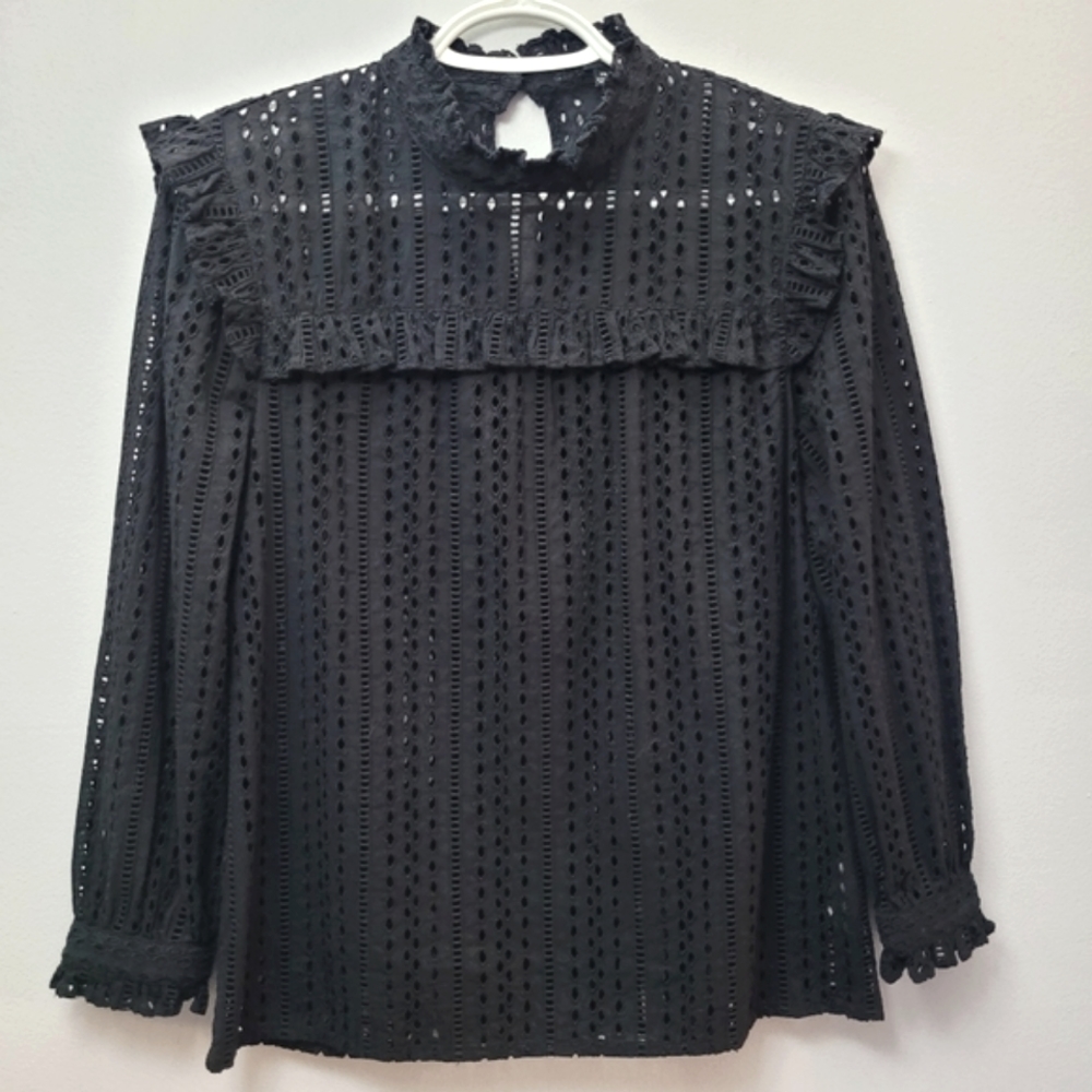 Madewell Mockneck Ruffled Eyelet Blouse